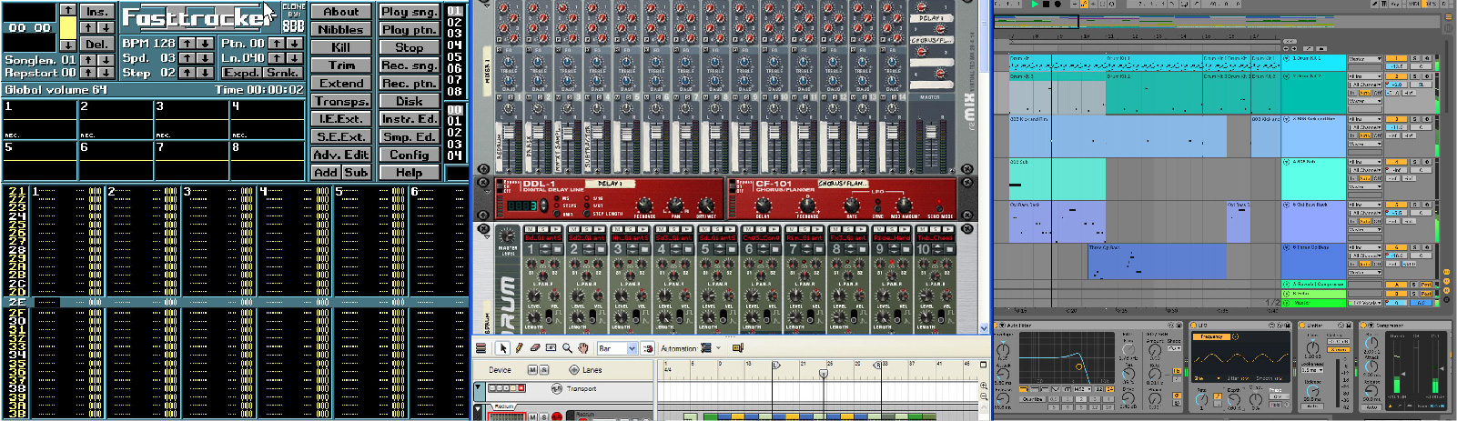 Fasttracker 2, Reason 4.0 and Ableton Live 10